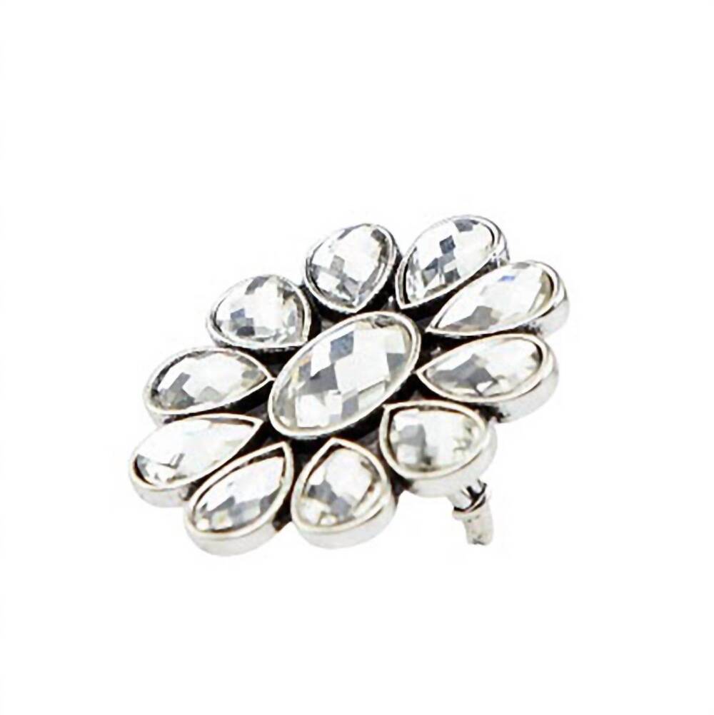 NEW WEST & CO. adjustable rhinestone flower cluster ring in silver/clear